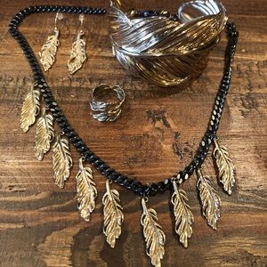 Stella Dot Gold Feather Secret Garden Set